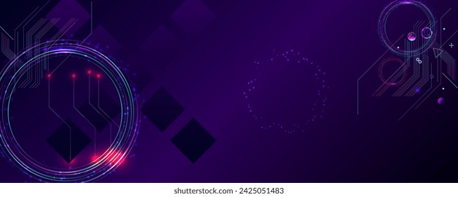Dark retro futuristic cyberpunk elements abstraction background cosmos synthwave vaporwave retrowave glitch circle with blue and pink glows