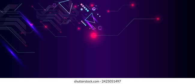 Dark retro futuristic cyberpunk elements abstraction background cosmos synthwave vaporwave retrowave glitch circle with blue and pink glows