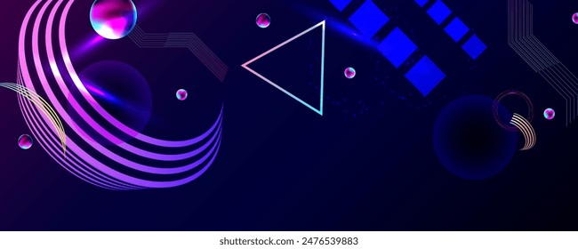 Dark retro futuristic cyberpunk elements abstraction background cosmos synthwave vaporwave retrowave glitch circle with blue and pink glows	