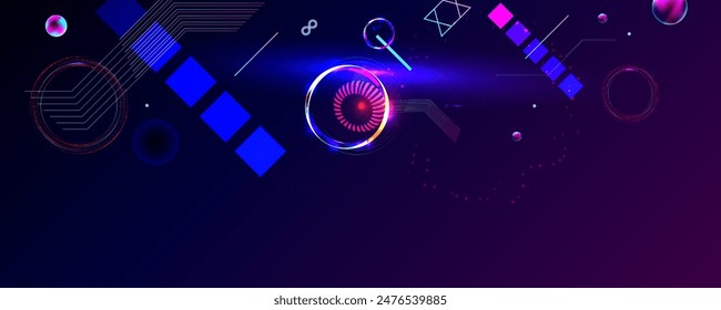 Dark retro futurista cyberpunk Elementos abstracción de fondo cosmos synthwave vaporwave retrowave glitch circle con azul y rosa brillos	