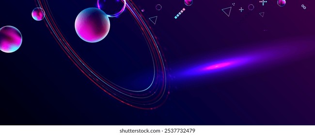 Sombrio retro futurista cyberpunk elementos abstração fundo cosmos vaporwave vaporwave vaporwave retrowave círculo com brilho azul e rosa