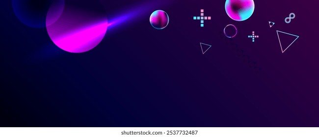 Círculo futurista retro oscuro del glitch de la retroonda del vaporwave del cosmos del fondo de la abstracción de los Elementos del cyberpunk con los resplandores azules y rosados