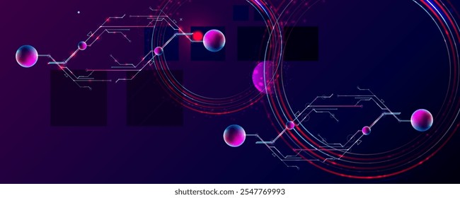Círculo futurista retro oscuro del glitch de la retroonda del vaporwave del cosmos del fondo de la abstracción de los Elementos del cyberpunk con los resplandores azules y rosados
