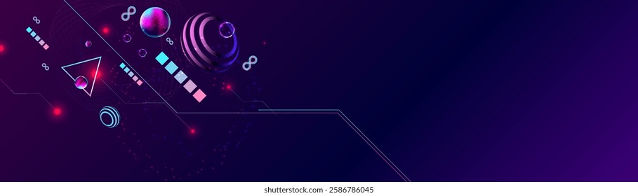 Dark retro futuristic cyberpunk elements abstraction background cosmos synthwave vaporwave retrowave glitch circle with blue and pink glows