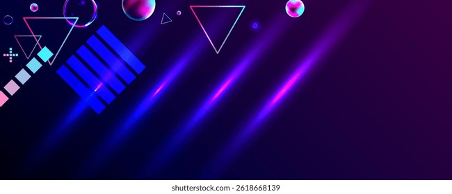 Dark retro futuristic cyberpunk elements abstraction background cosmos synthwave vaporwave retrowave glitch circle with blue and pink glows