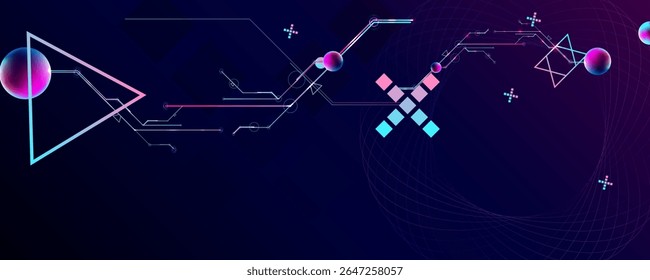Dark retro futuristic cyberpunk elements abstraction background cosmos synthwave vaporwave retrowave glitch circle with blue and pink glows