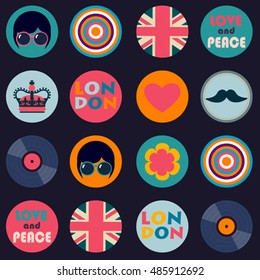 dark retro hippie seamless vector pattern