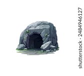 Dark Rocky Cave Entrance. Vector illustration design.