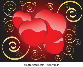Dark romantic background with hearts on Valentine's Day