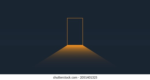 Dark Room, Half-Light, Door Closed, Verly Low, Tiny Light Coming Through from Outside - New Possibilities,Hope Design Concept with Copyspace, Symbol of Possibility, Overcome Problems, Solution Finding