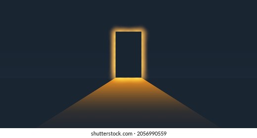 Dark Room, Half-Light, Door Closed, Verly Low, Tiny Light Coming Through from Outside - New Possibilities,Hope Design Concept with Copyspace, Symbol of Possibility, Overcome Problems, Solution Finding