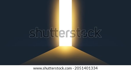 Dark Room, Walls, Tunnel with Opening Gap of Bright Light - Way Out of Darkness - New Possibilities, Hope Concept with Copyspace, Symbol of Overcome Problems, Solution Finding