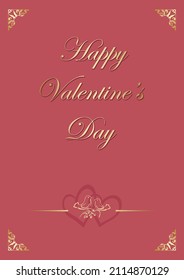 dark rosy card Happy Valentine Day - vector background with golden birds