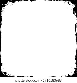 Dunkler, rauer, grunziger Rahmen. Überlagern Textur von Flecken, Flecken, Tinte, Punkte, Spritzer, Staub. Beschädigter Vintage-Hintergrund. Not leidendes, schmutziges künstlerisches Gestaltungselement für Web, Print, Template, Social Media