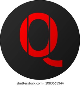 Dark Round Background Letter "Q" Logo