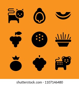 dark, round, color and background icon set. Vector illustration for web and design.