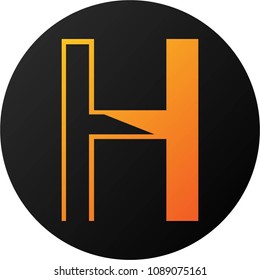 Dark Round Orange Letter "H" Logo