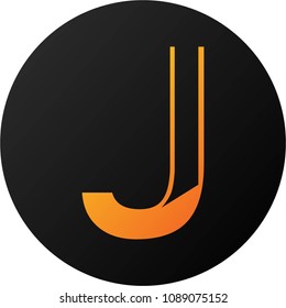 Dark Round Orange Letter "J" Logo