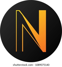 Dark Round Orange Letter "N" Logo