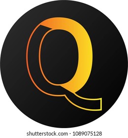 Dark Round Orange Letter "Q" Logo