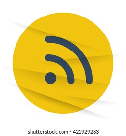 Dark Rss icon label on wrinkled paper
