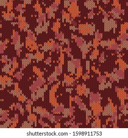 
Dark rust tweed knit stitch effect vector texture. Masculine dark marl seamless melange pattern. Hand knitting sweater material. Close up fabric textile background. Homespun wool allover print swatch