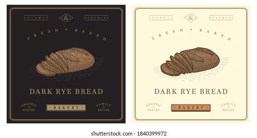 Dunkles Roggenbrot Retro Vintage Logo Illustration