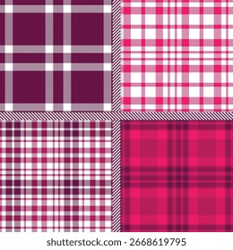 Dark Salmon, Mid Blue and Brownish Pink seamless pattern set of 4