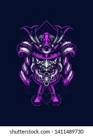 Dark samurai helmet with sacred geometry pattern