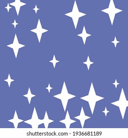 Dark Santa New Year Indigo Holiday Background. Blue Night White Chaotic Four-pointed Ornament. Mystery Composition Color Retro Print Background. Christmas Winter Stars Magic Sky Snow Wallpaper.