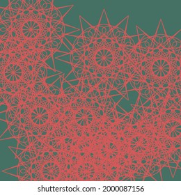 Dark Satanic Chaotic Santa Luxury Mystery Stars Wallpaper. Complicated Lace Colorful Ornamental Mandala Green Red Bright Ornament. Print Christmas Folk Light Winter Monochrome Sharp Background.