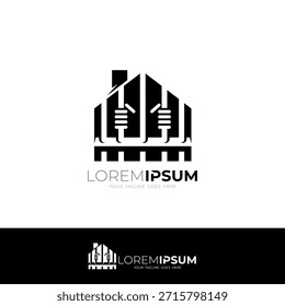 Logotipo oscuro y aterrador de la prisión, logotipo de la prisión con las barras de hierro