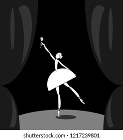 dark scene and white abstract ballet dancer