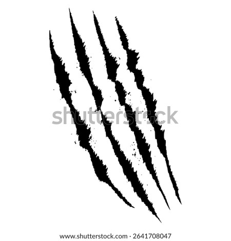 Dark scratch illustration with deep claw tears and gritty style. Use in creature attacks, thriller graphics, or spooky vector themes.
