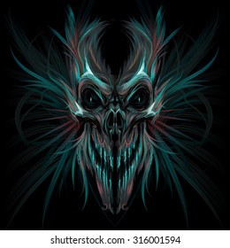 Dark screaming skull. Vector illustration