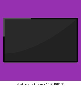 dark screen LED TV isolated on purple wall background. vector illustration