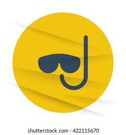 Dark Scuba Diving icon label on wrinkled paper