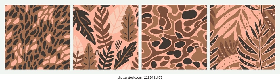 Dark Seamless Abstract Garden Template Set. Bright Continuous Decoration Tree Scribble, Seamless Print. Yellow Seamless Doodle Beauty Fabrics Pattern. 