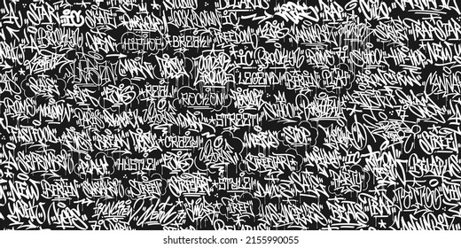 Dark Seamless Abstract Hip Hop Street Art Graffiti Style Urban Calligraphy Vector Illustration Background