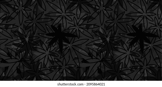 Fondo Del Patrón De Ilustración Del Vector Abstracto Oscuro De Seamless Con Hojas De Cannabis