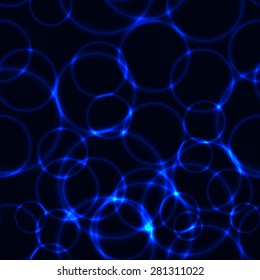 dark seamless background with blue shinning bubbles