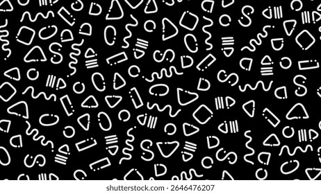 dark Seamless black and white geometric pattern. Hipster Memphis style.