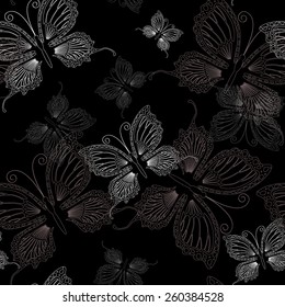 Dark seamless butterfly background