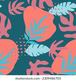 Dark Seamless Classic Tropic Lines Vector. Vivid Seamless Contemporary Modern Surface, Seamless Wallpaper. Light Endless Fashion Bloom Artwork Print. 