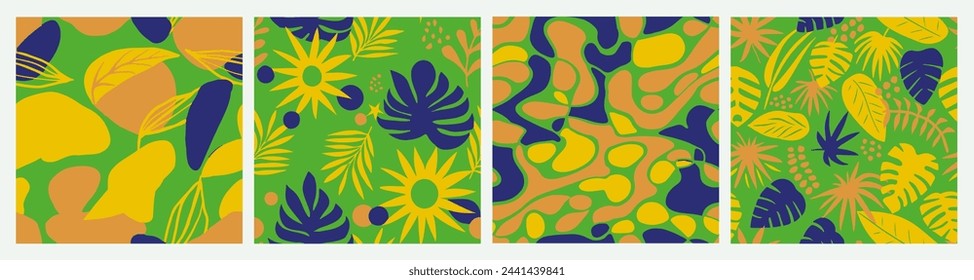 Dark Seamless Color Beauty Artwork Pattern. Blue Repeated Doodle Plant Template, Seamless Design. Purple Seamless Elegant Organic Illustration Background. 