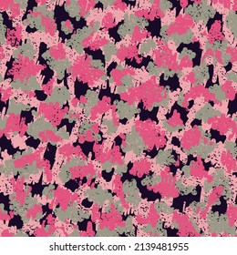 Dark Seamless Color Graphic Graffiti. Magenta  Seamless Pattern. Saturated Repeated Abstract Vector Texture. Camouflage Background Multicolor Repeated Summer Vector Artwork.