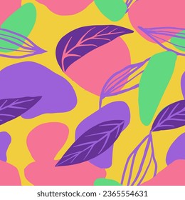 Diseño de Invitación Sencilla en Color Oscuro Y Sin Precedentes. Ornamento De Belleza De La Naturaleza Continua Y Colorida, Vector Sin Marea. Fondo Del Elemento De La Planta De Doodle Repetido Amarillo. 
