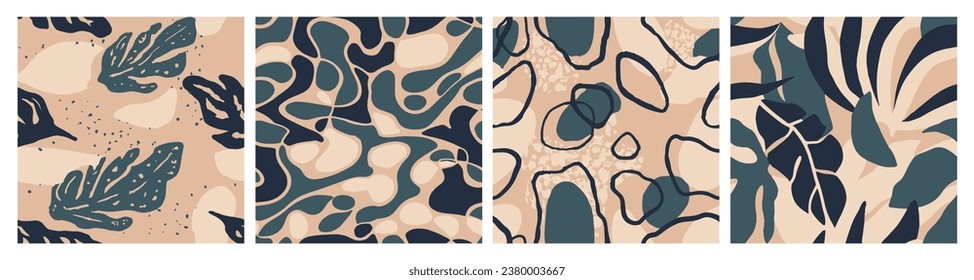 Conjunto de formas simples de color oscuro y transparente. Tejidos Decorativos Hippie Y Elegantes, Patrón Sin Maravillas. Colorido Repetitivo Arte De Superficie De Jardín Contemporáneo. 