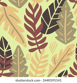 Dark Seamless Contemporary Simple Quill Vector. Yellow Continuous Fashion Modern Shape, Seamless Print. Pink Repeated Classic Vintage Leaves Background. 