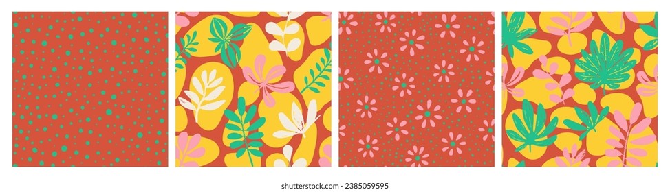 Dark Seamless Creative Graphic Artwork Collection. Colorful Repeated Abstract Jungle Scribble, Seamless Background. Pastel Seamless Doodle Modern Fabrics Pattern. 